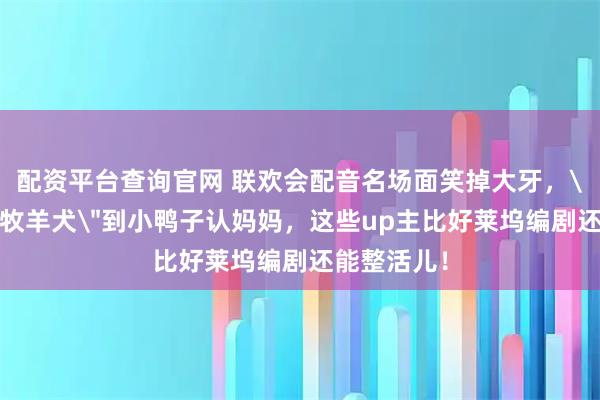配资平台查询官网 联欢会配音名场面笑掉大牙，＂倒挂金钩牧羊犬＂到小鸭子认妈妈，这些up主比好莱坞编剧还能整活儿！